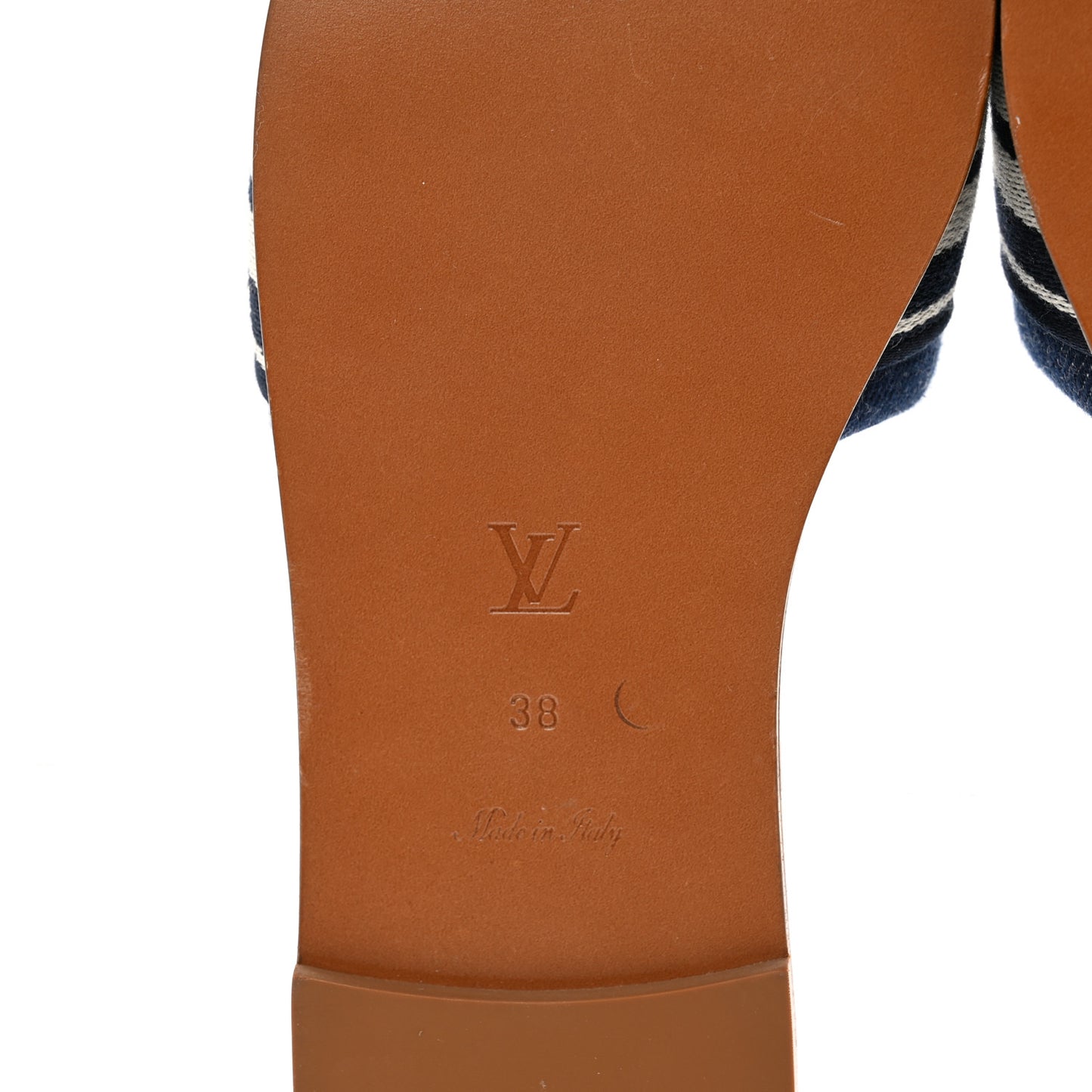 Canvas Calfskin Lock It Flat Mules 38 Blue
