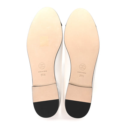 Chanel Calfskin Grosgrain Cap Toe CC Ballerina Flats 39.5 Ivory Black 6 of 10
