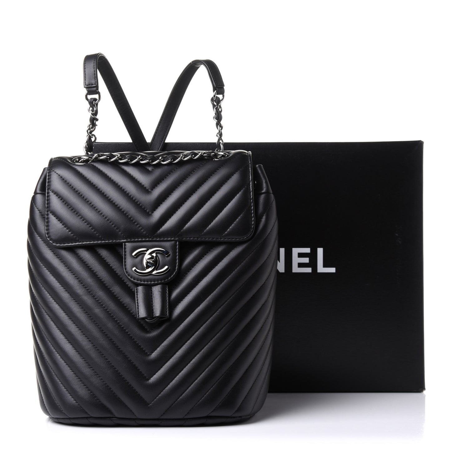 Calfskin Chevron Quilted Small Urban Spirit Backpack Black