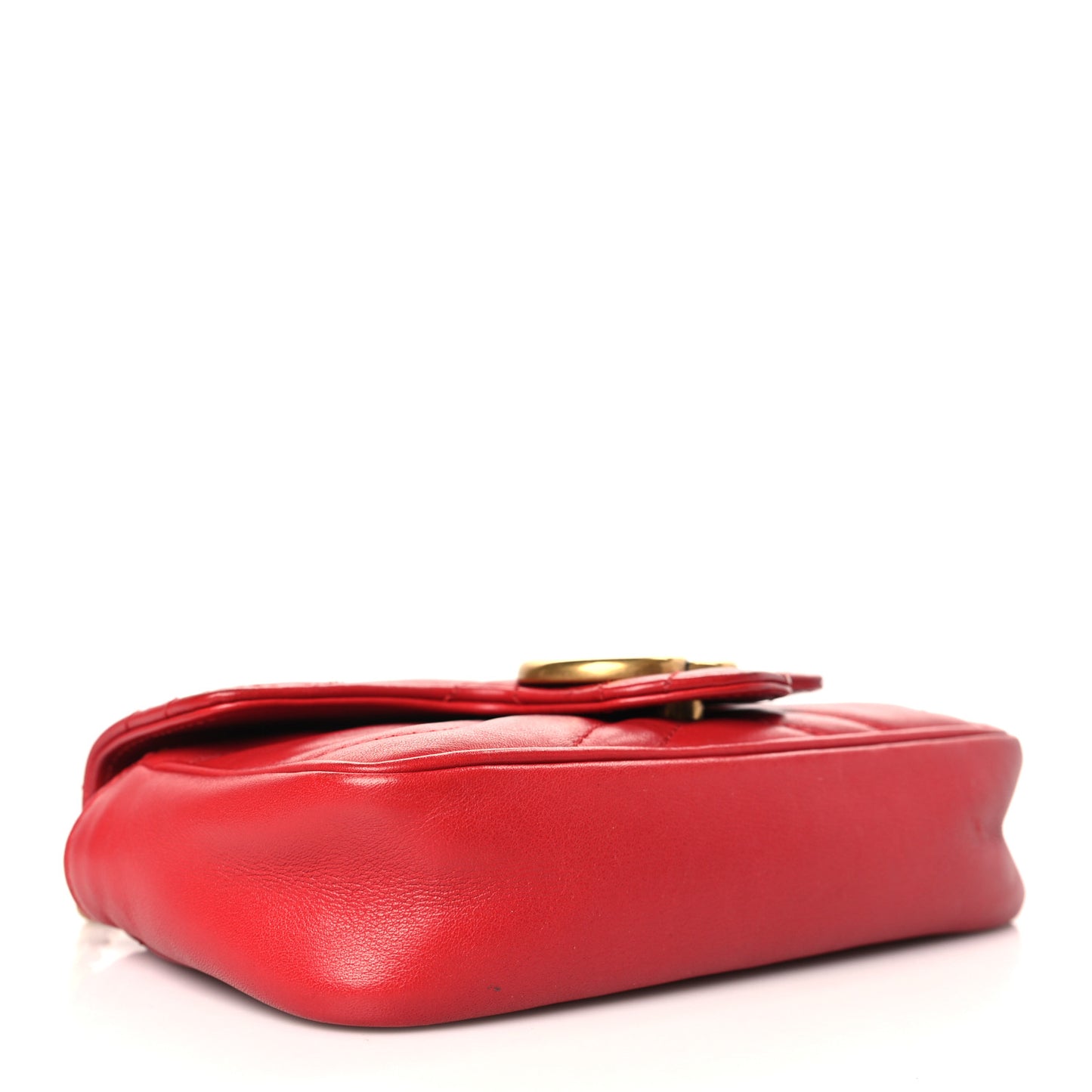 Calfskin Matelasse Super Mini GG Marmont Shoulder Bag Hibiscus Red