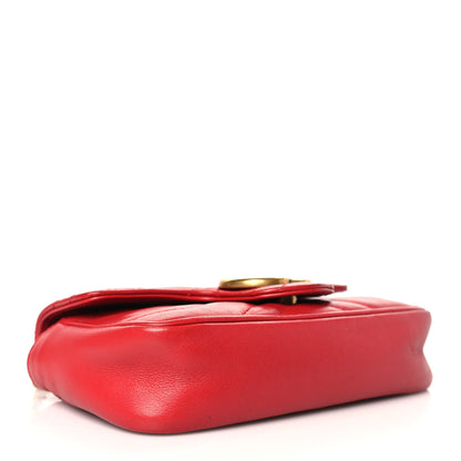 Gucci Calfskin Matelasse Super Mini GG Marmont Shoulder Bag Hibiscus Red 4 of 9