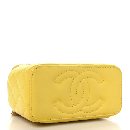 Chanel Lambskin Resin Quilted Small Top Handle Vanity Case With Chain  Yellow 4 of 12