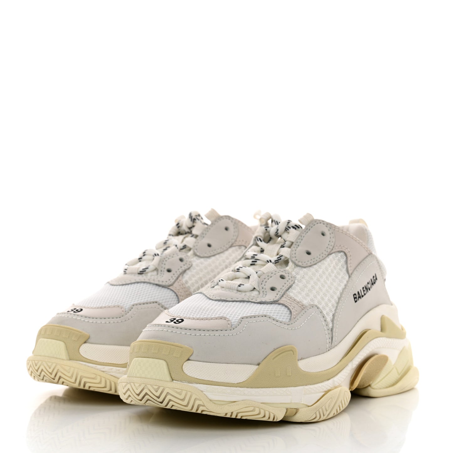 Fabric Mesh Womens Triple S Sneakers 39 White