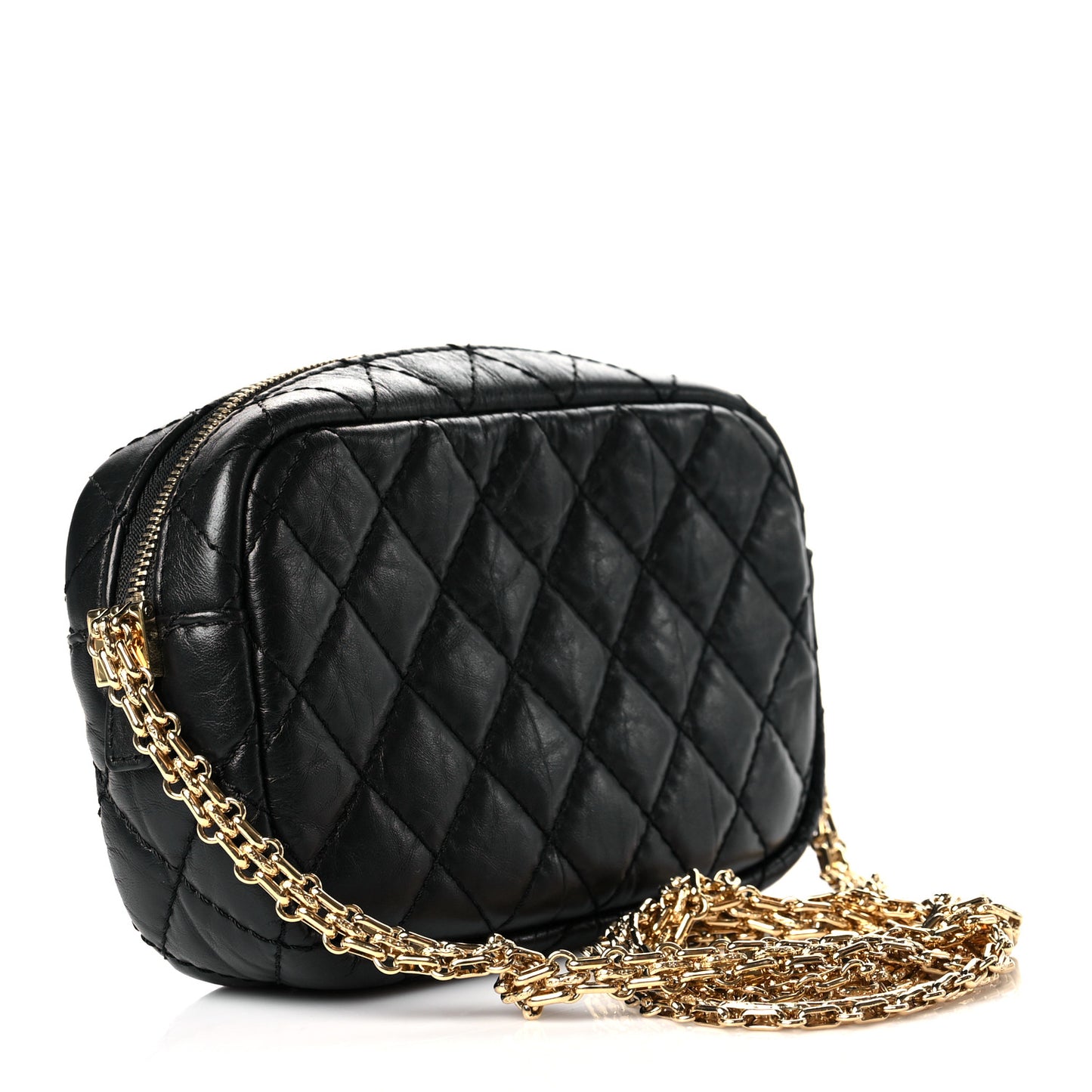 Aged Calfskin Quilted Mini Reissue Camera Case Black