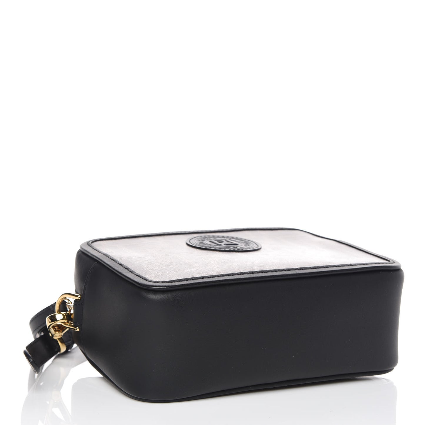 Glazed Fabric Vitello Century FF 1974 Stamp Patch Mini Camera Case Mogano Panna Black