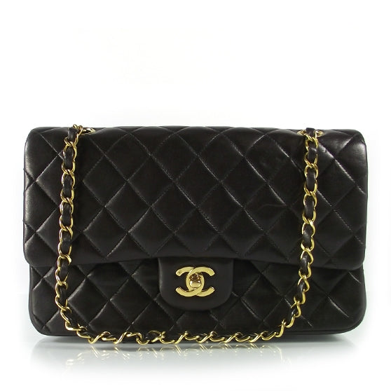 Lambskin Medium Double Flap Black