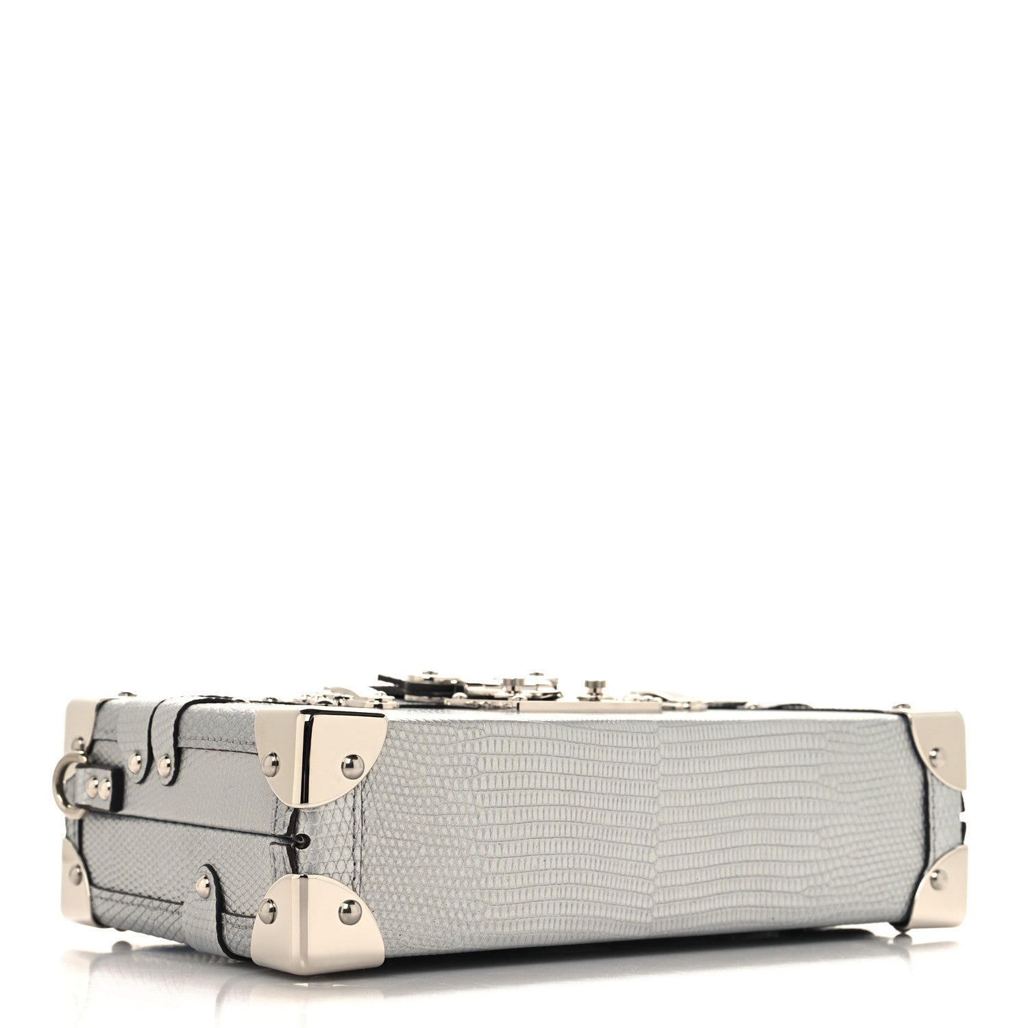 Louis Vuitton Metallic Lizard Petite Malle Silver 4 of 9