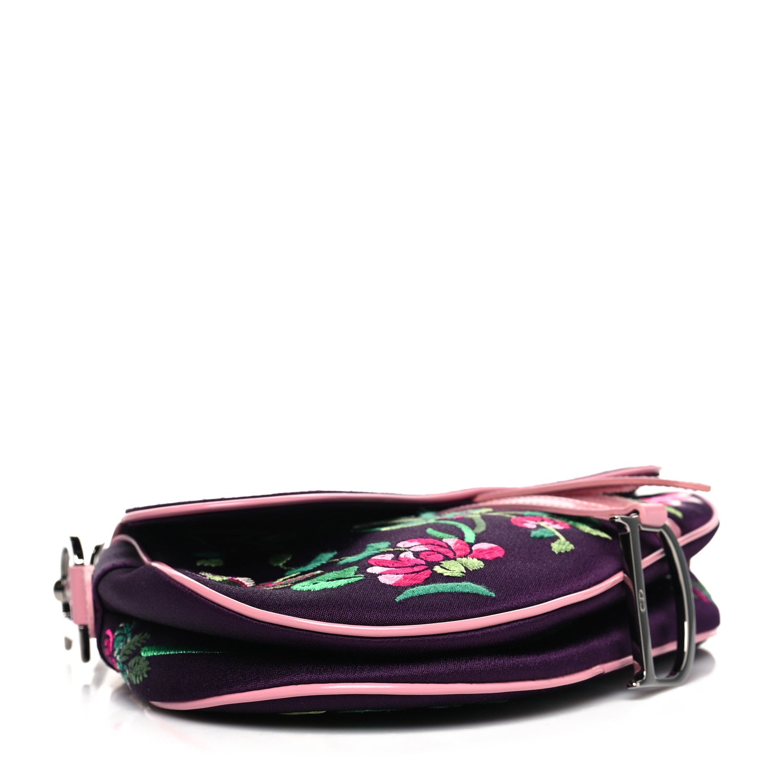 Christian Dior Embroidered Flowers Saddle Bag Purple 4 of 10