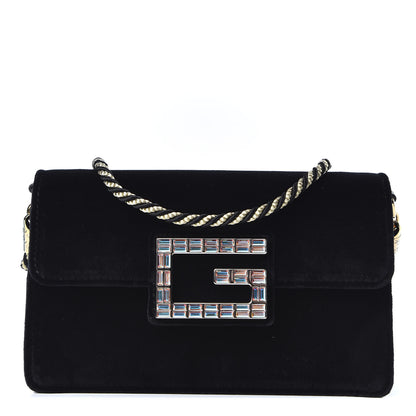 Gucci Velvet Crystal Square G Shoulder Bag Black 1 of 10