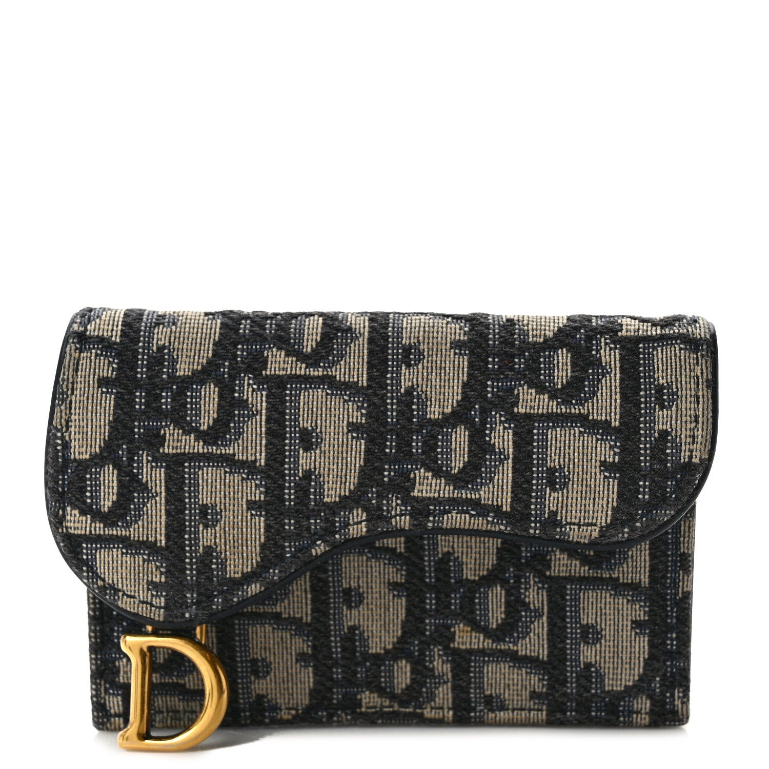 Christian Dior Oblique Saddle Card Holder Blue 1 of 12