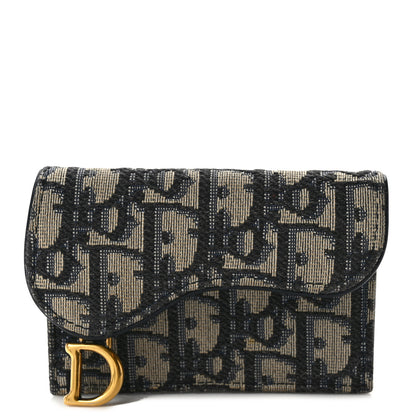Christian Dior Oblique Saddle Card Holder Blue 1 of 12