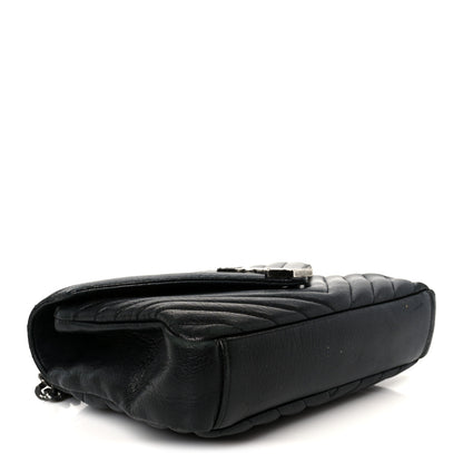 Saint Laurent Sheepskin Matelasse Chevron Monogram Medium College Bag Black 4 of 11