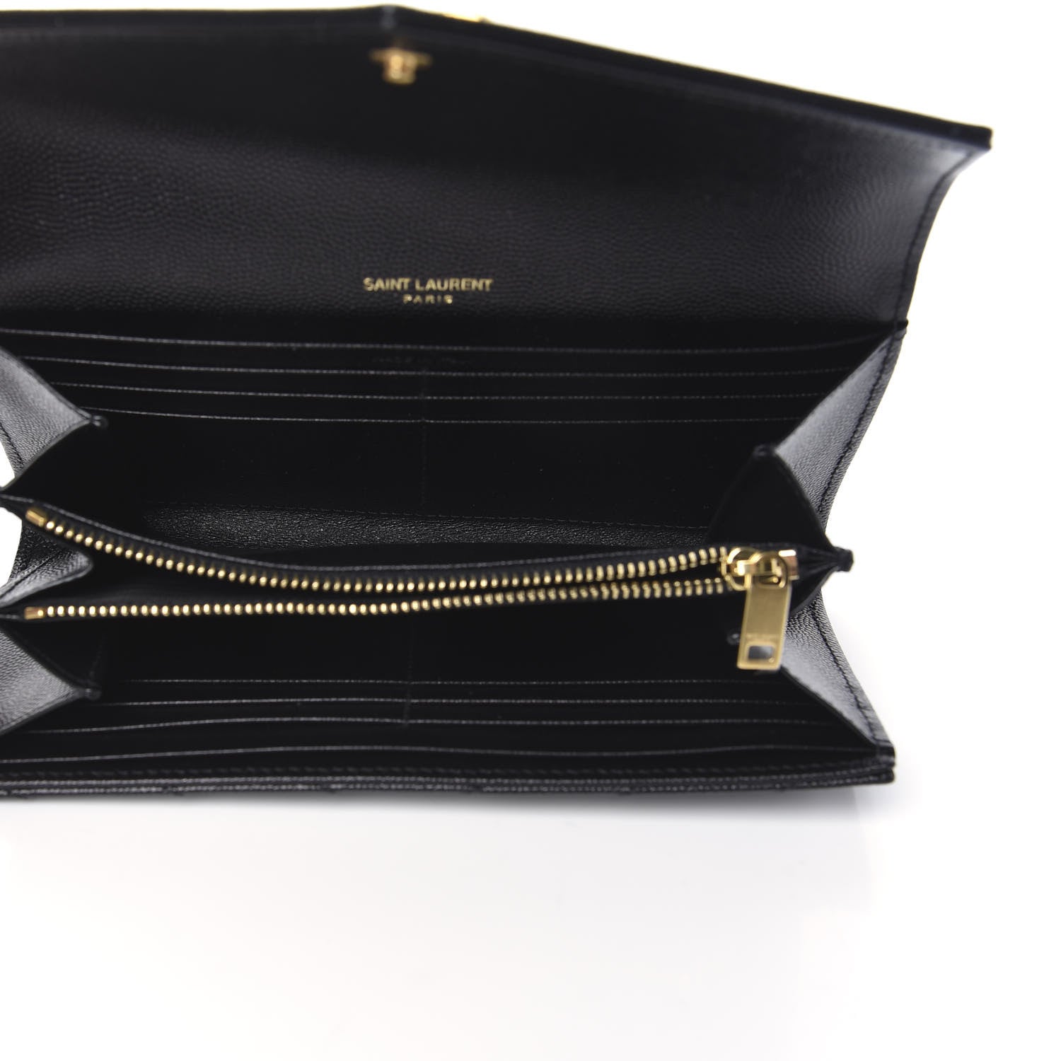 Saint Laurent Grain De Poudre Matelasse Chevron Monogram Flap Wallet Black 5 of 10