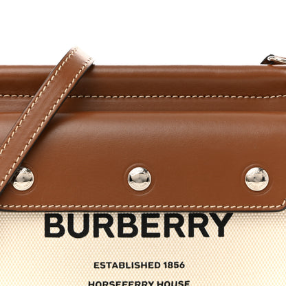 Burberry Smooth Calfskin Canvas Horseferry Print Mini Title Bag with Pocket Natural Malt Brown 9 of 15
