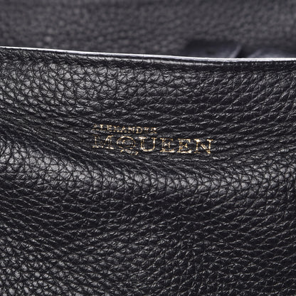 Alexander McQueen Pebbled Calfskin Large Skull Padlock Zip Around Tote Black 6 of 13