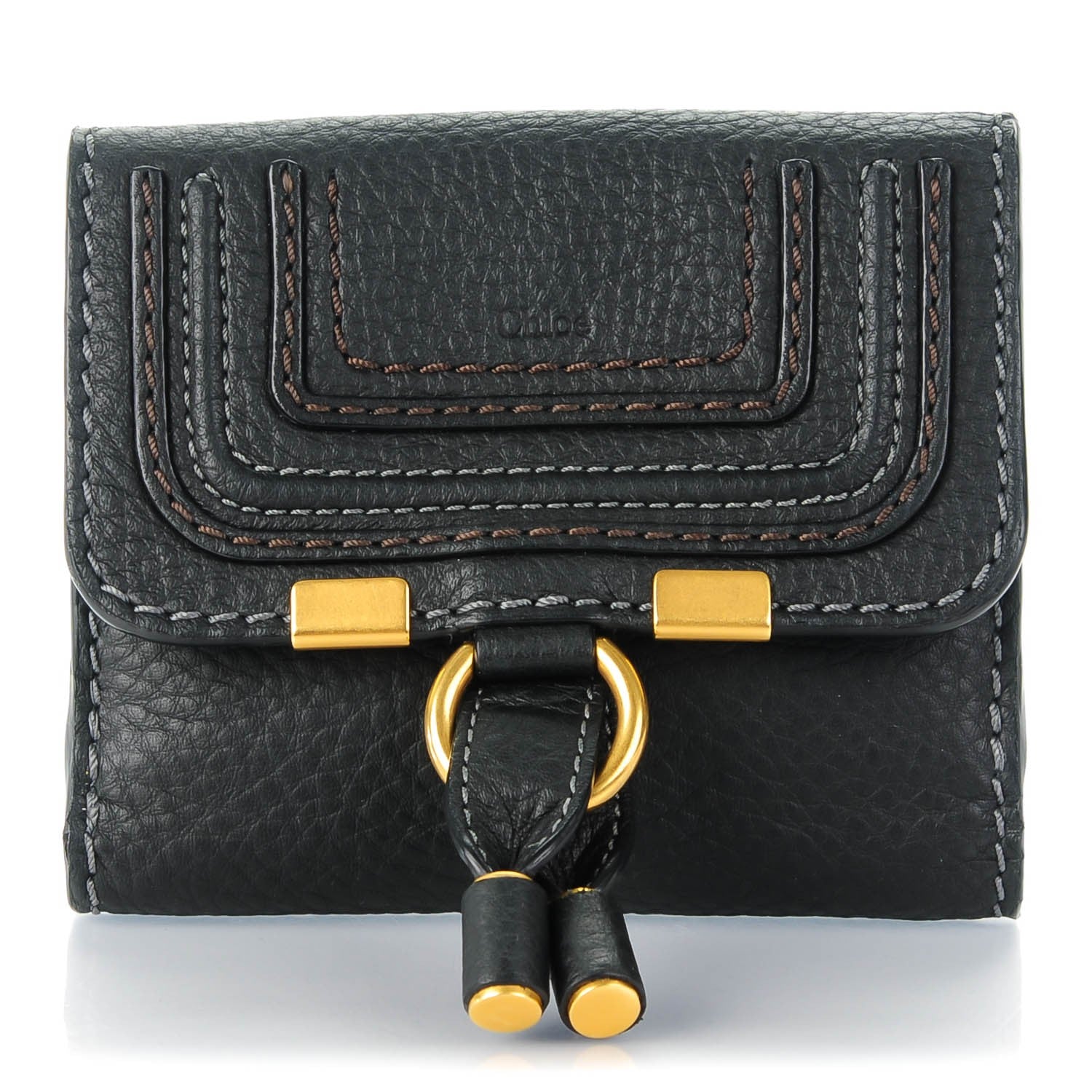 Chloe Grained Calfskin Marcie Square Wallet Black 1 of 7