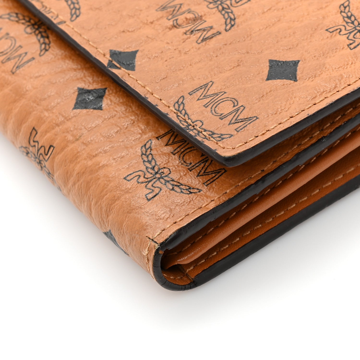 MCM Visetos Large Trifold Flap Wallet Cognac 15 of 17