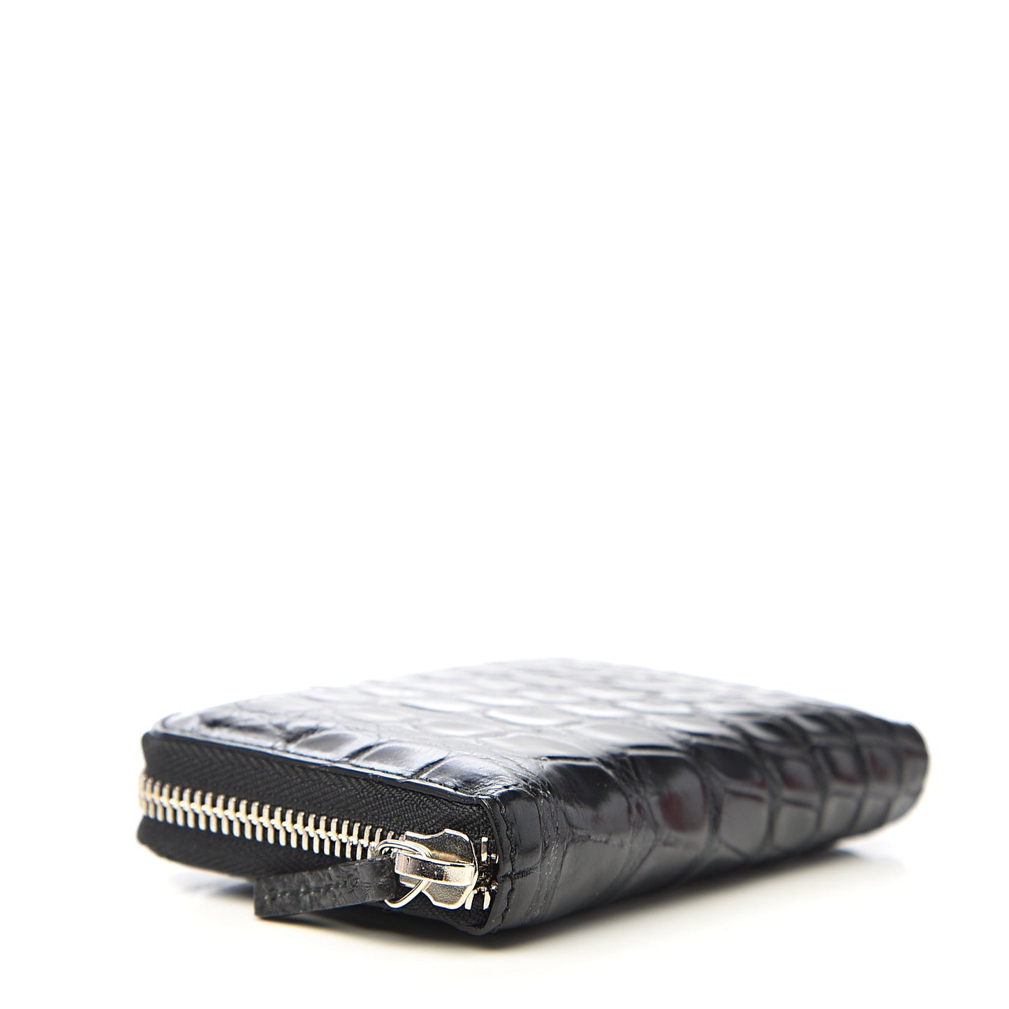 Crocodile Zip Around Card Case Black
