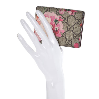 Gucci GG Supreme Monogram Blooms Card Case Beige Multicolor Dry Rose 2 of 8