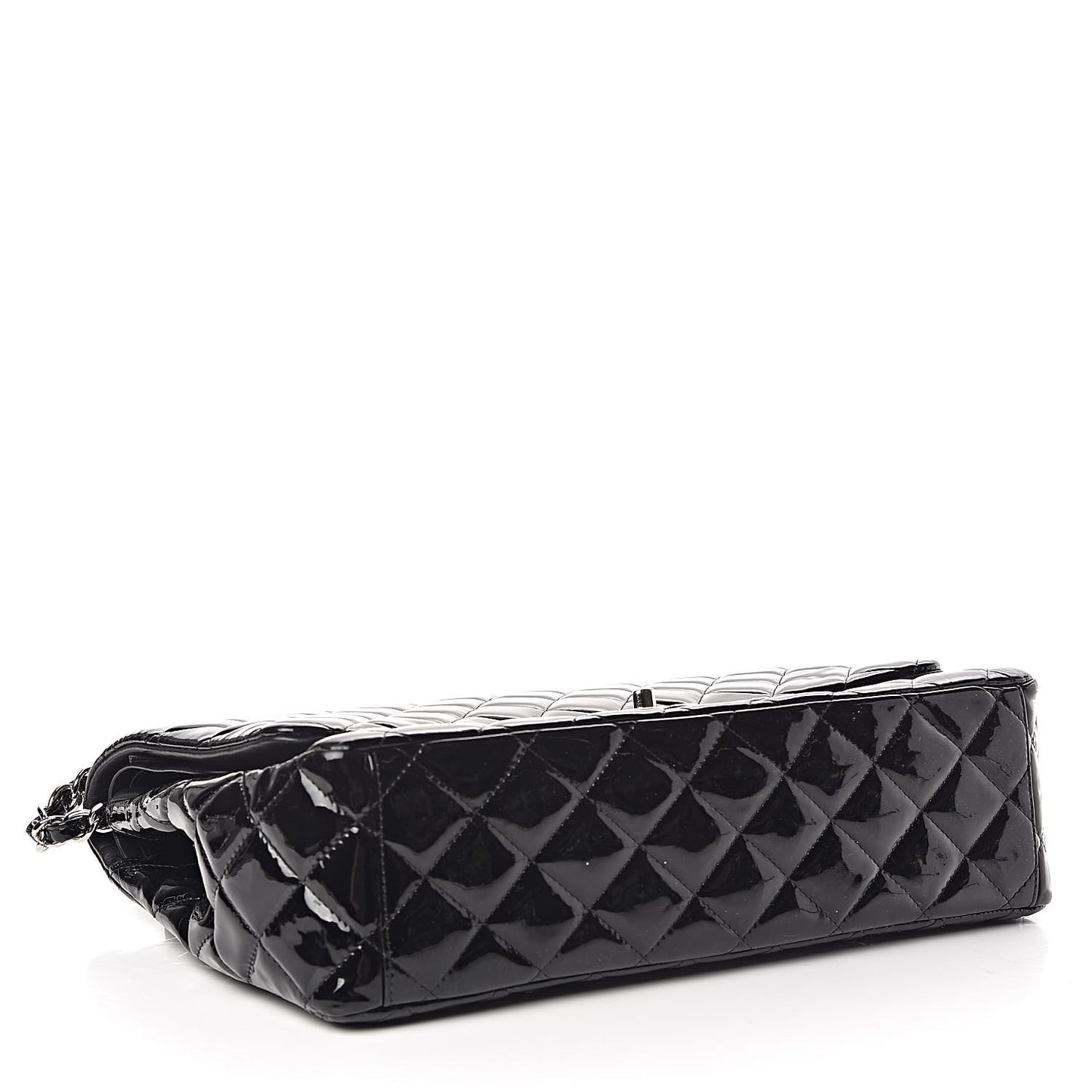 Patent Quilted Maxi Double Flap Black