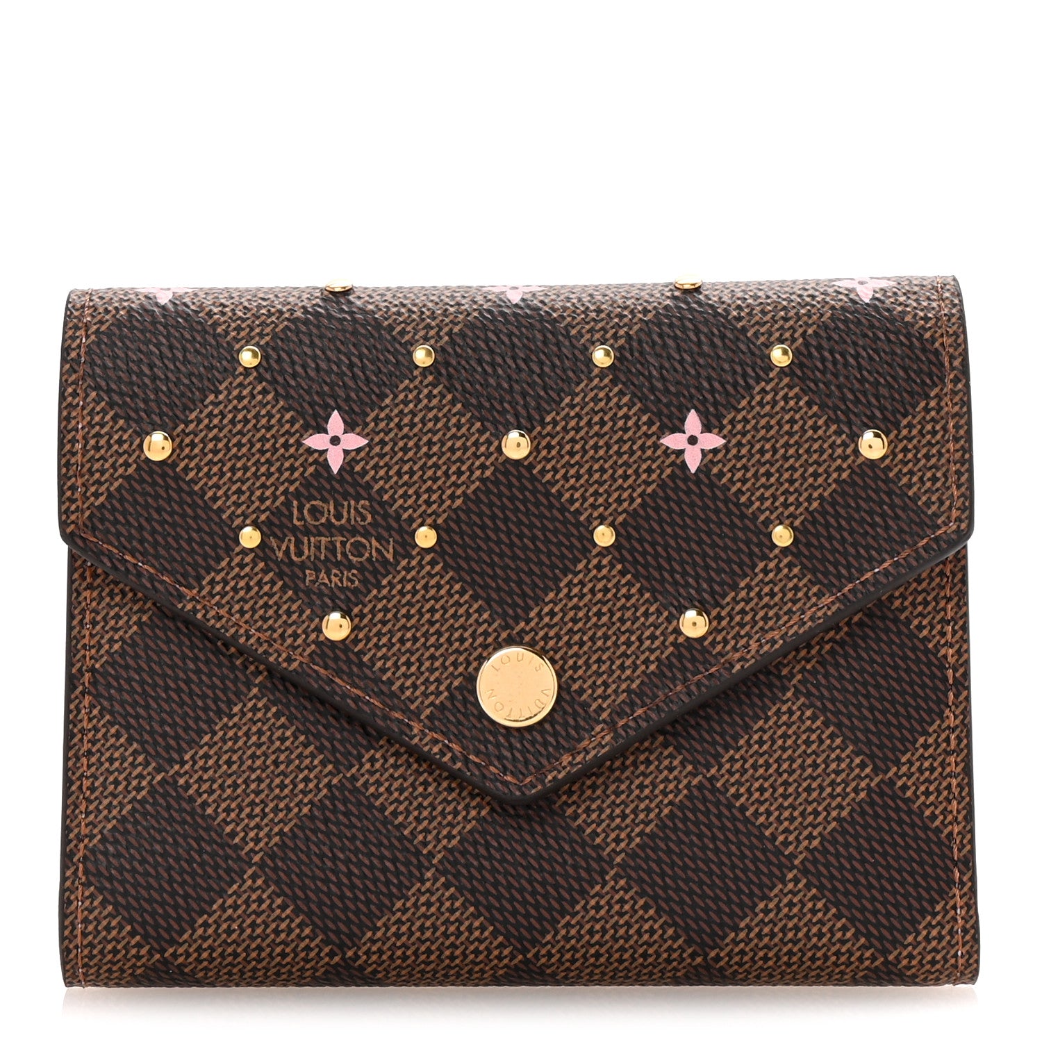 Louis Vuitton Damier Ebene Studded Victorine Wallet 1 of 7