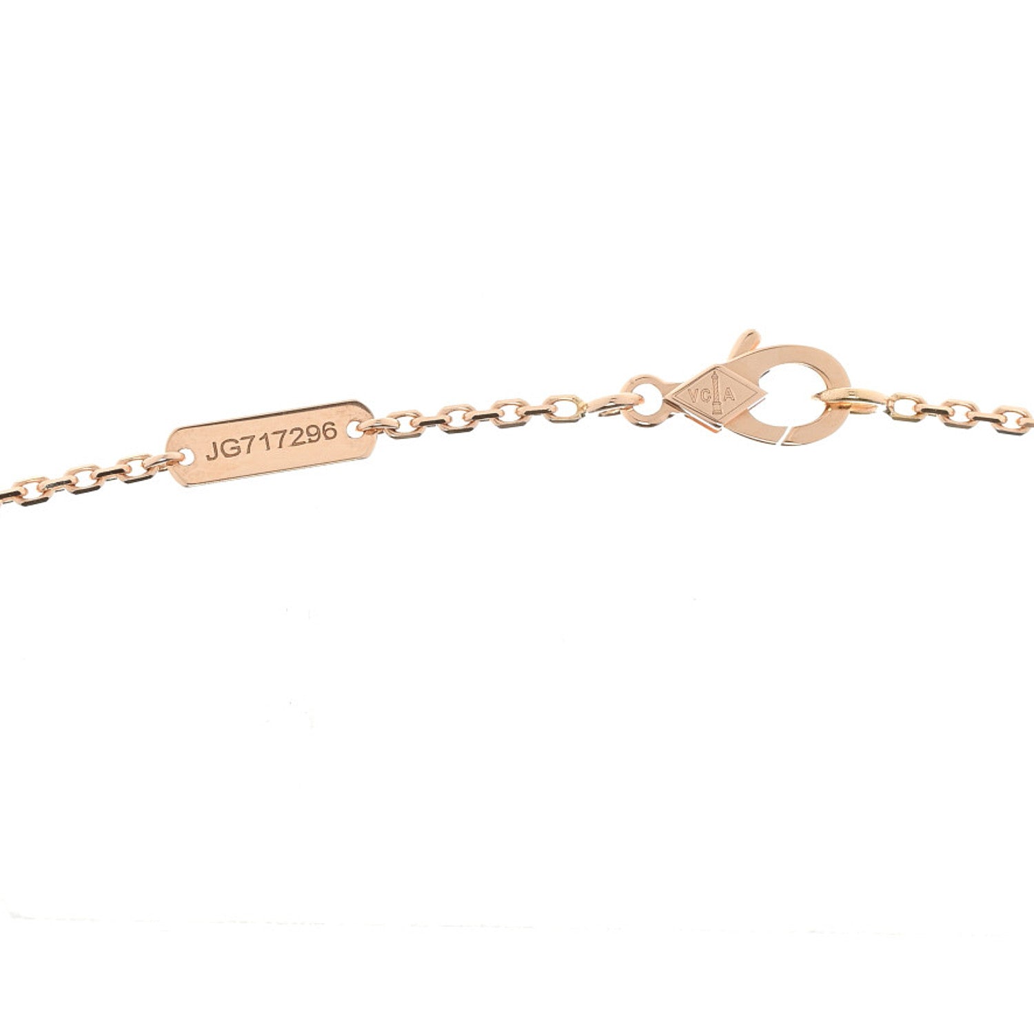 Van Cleef & Arpels 18K Rose Gold Diamond Pink Mother of Pearl Vintage Alhambra Pendant Necklace 4 of 6