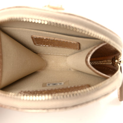 Chanel Metallic Lambskin Quilted Round Clip On Coin Purse Airpods Case Gold 6 of 9