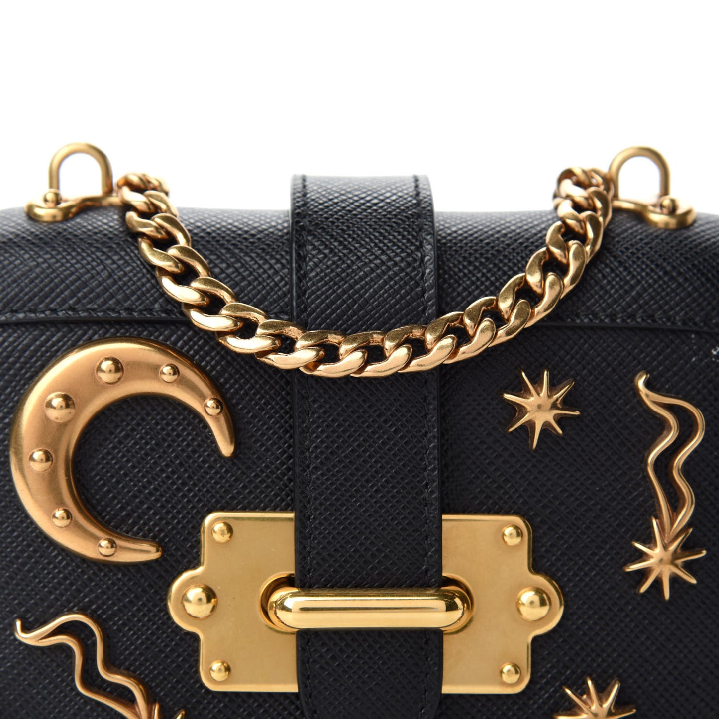 Saffiano Astrology Mini Cahier Bag Black
