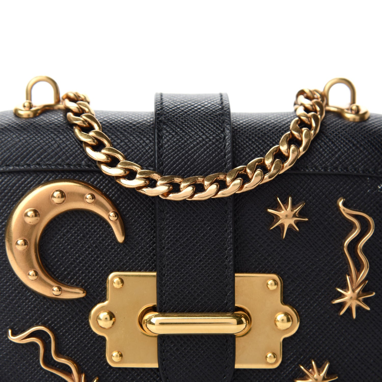 Prada Saffiano Astrology Mini Cahier Bag Black 10 of 10