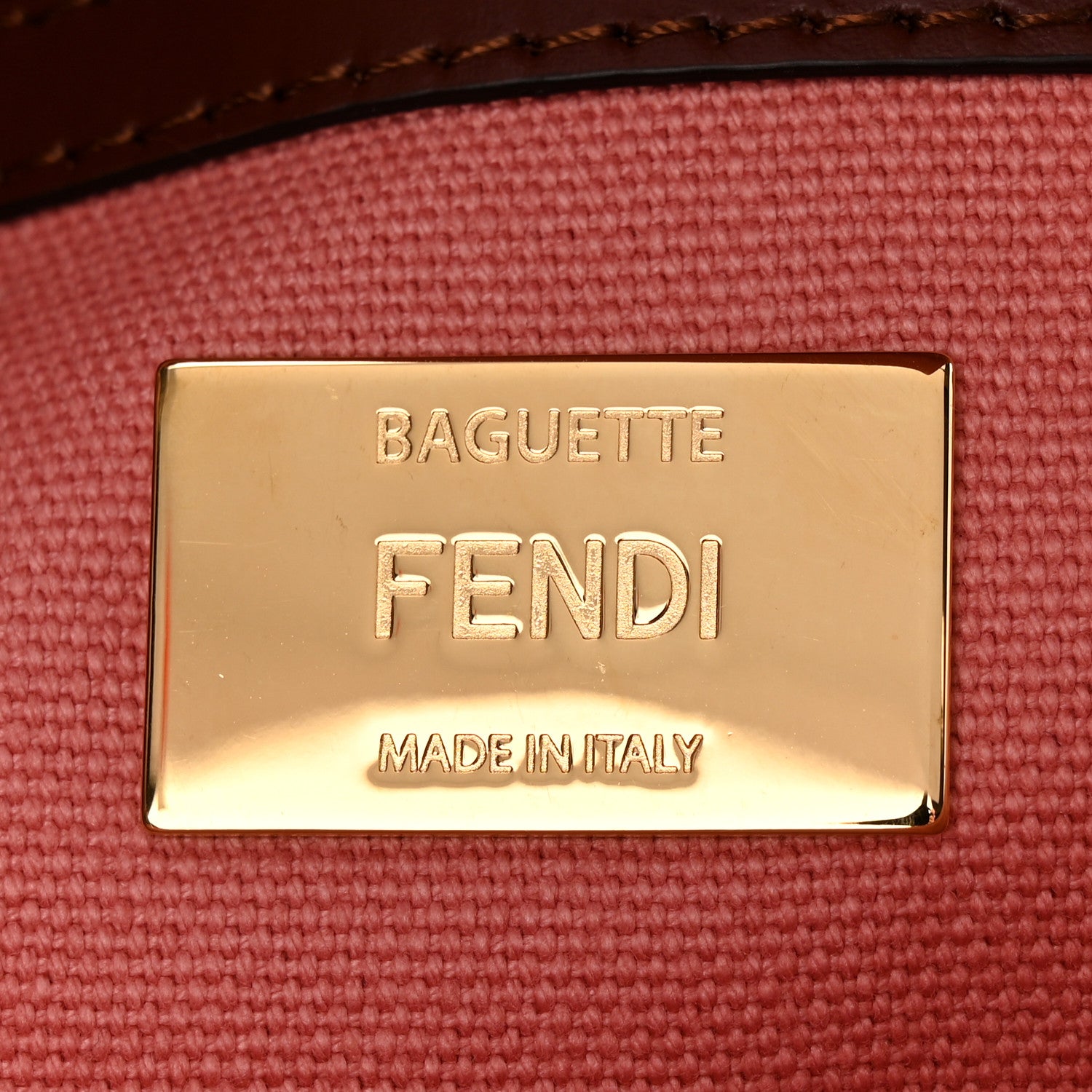 Fendi Canvas Vitello King FF Embroidered Baguette Rosa 6 of 11