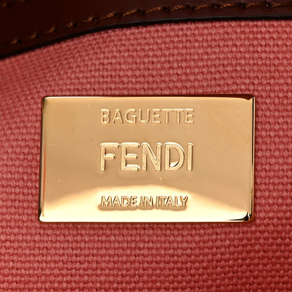 Fendi Canvas Vitello King FF Embroidered Baguette Rosa 6 of 11