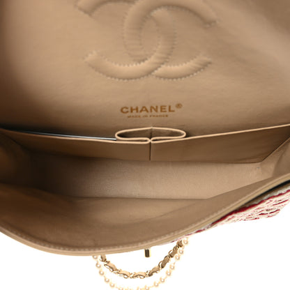 Chanel Jersey Quilted Medium Coco Sailor Flap Red White 5 of 9