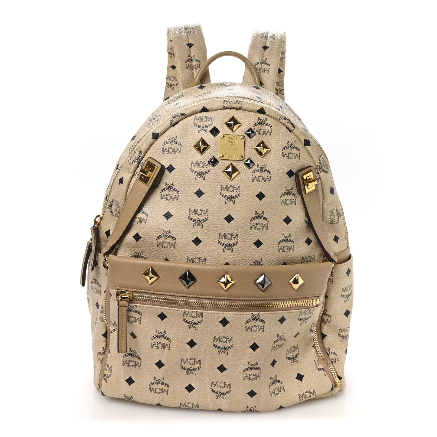 Visetos Studded Medium Dual Stark Backpack Beige
