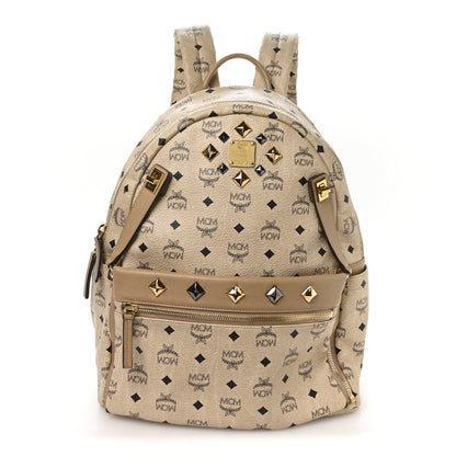 MCM Visetos Studded Medium Dual Stark Backpack Beige 1 of 10