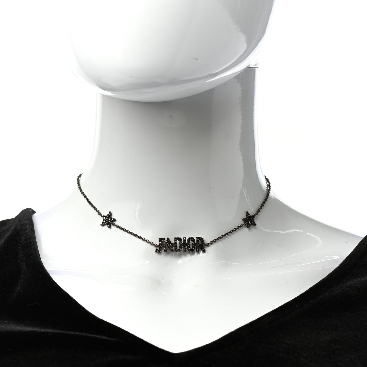Metal Crystal J'Adior Choker Necklace Black