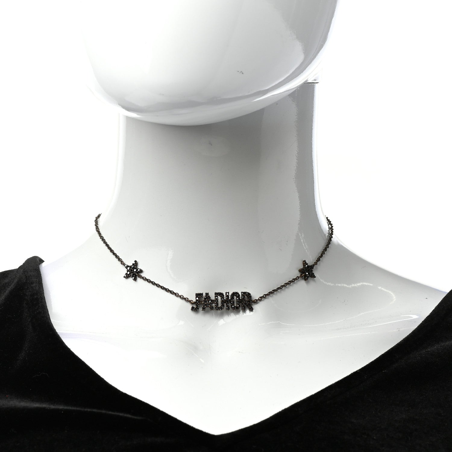 Christian Dior Metal Crystal J'Adior Choker Necklace Black 2 of 4