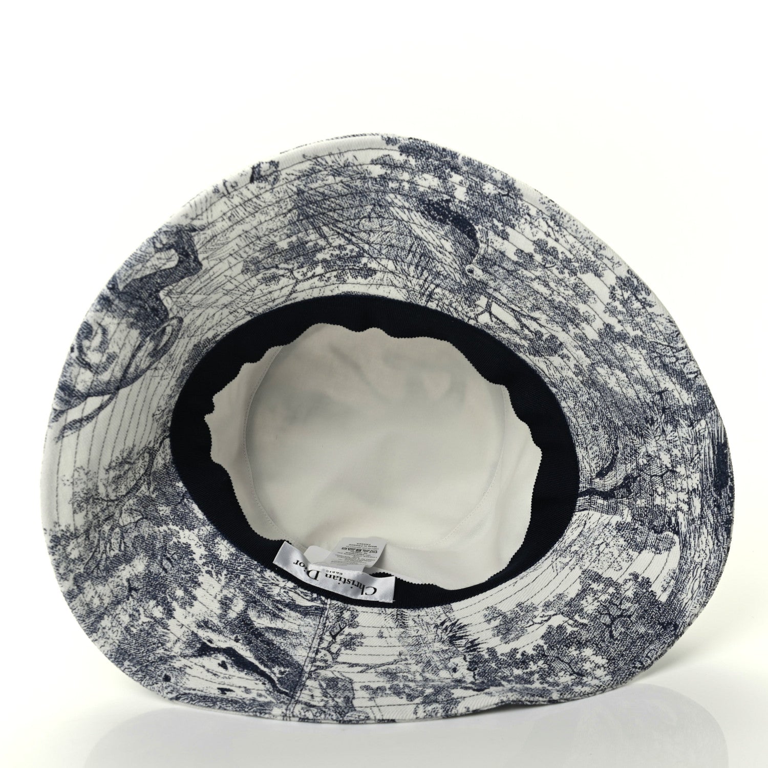Christian Dior Cotton Toile De Jouy Bucket Hat 57 Blue 6 of 9