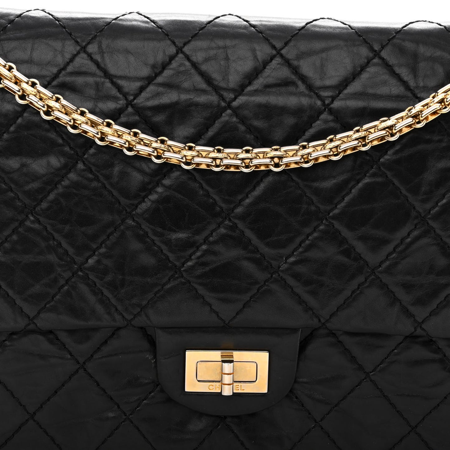 Aged Calfskin Quilted 50th Anniversary 2.55 Reissue 226 Flap Black