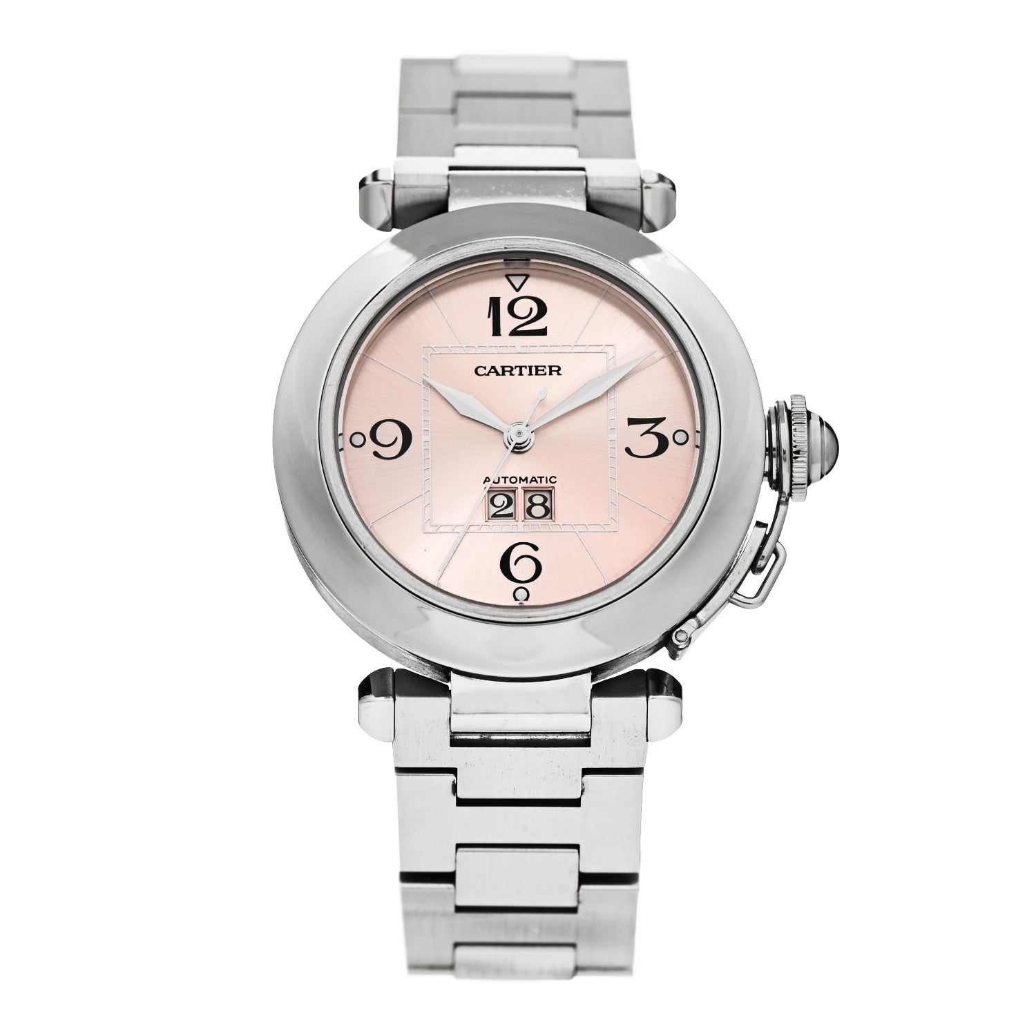 Cartier Stainless Steel 35mm Pasha C Big Date Automatic Watch Pink 1 of 5