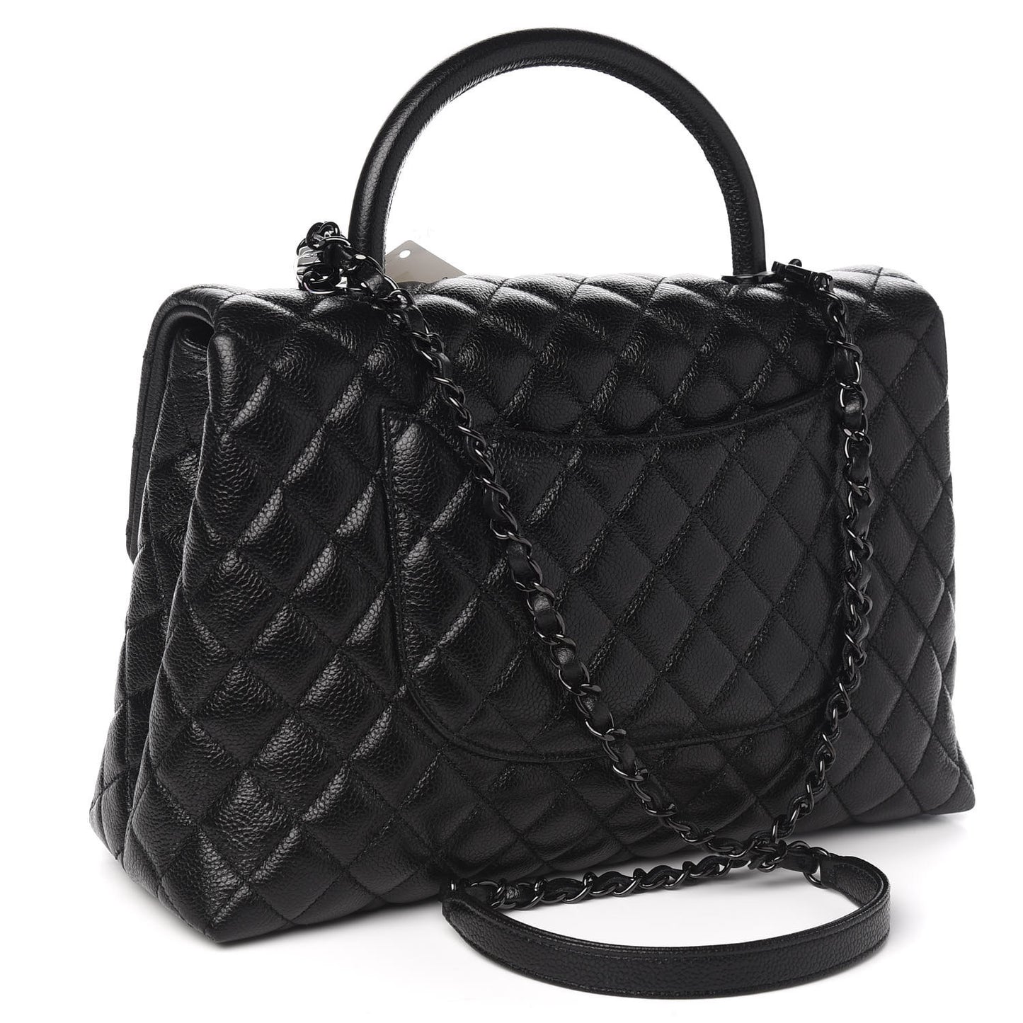 Caviar Quilted Medium Coco Handle Flap So Black