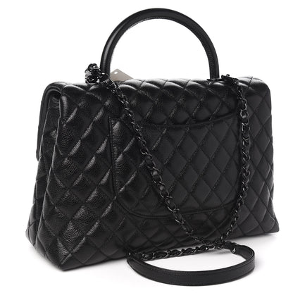 Chanel Caviar Quilted Medium Coco Handle Flap So Black 2 of 9