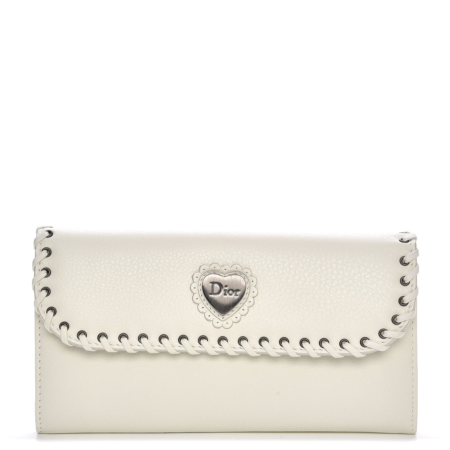 Calfskin Heart Wallet White