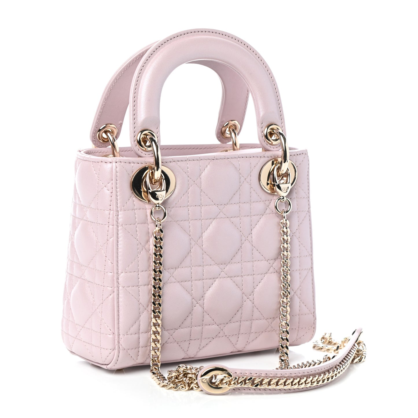 Metallic Lambskin Cannage Mini Lady Dior Lotus