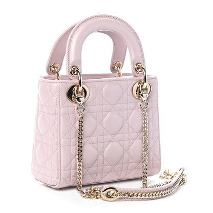 Christian Dior Metallic Lambskin Cannage Mini Lady Dior Lotus 6 of 17
