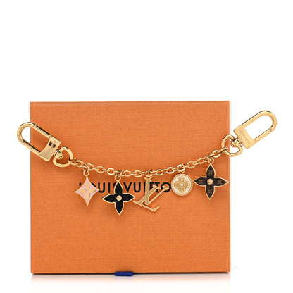 Louis Vuitton Brass Enamel Fleur De Monogram Bag Charm Chain Gold 4 of 4