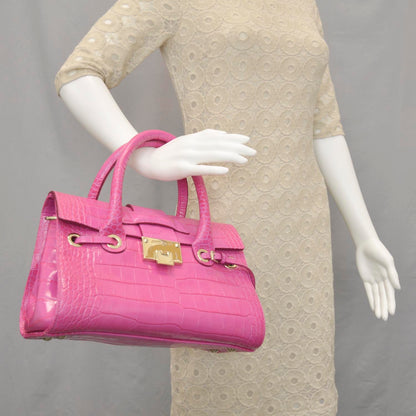 Jimmy Choo Crocodile Embossed Rosalie Fuchsia 2 of 10