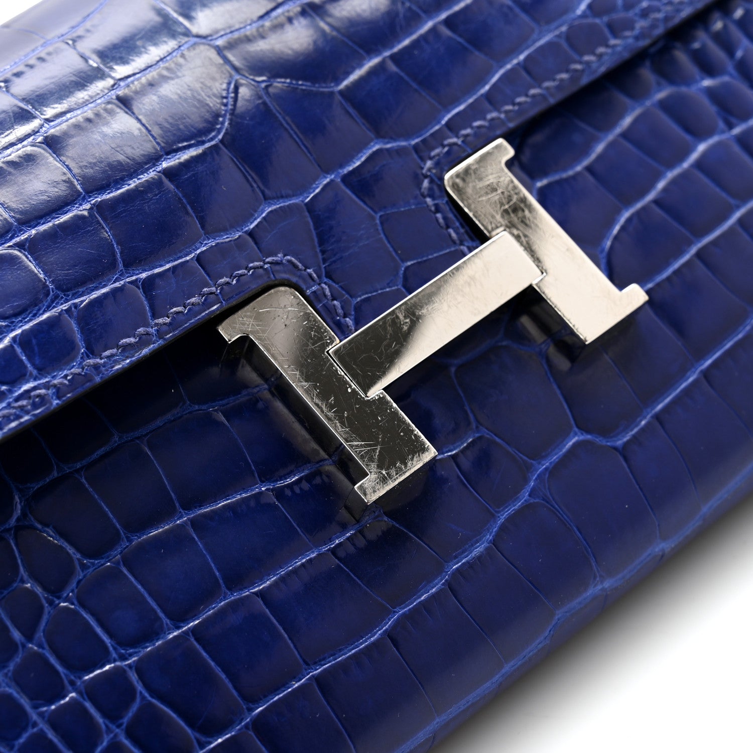 Hermes Shiny Alligator Constance Long Wallet Bleu Electric 10 of 10