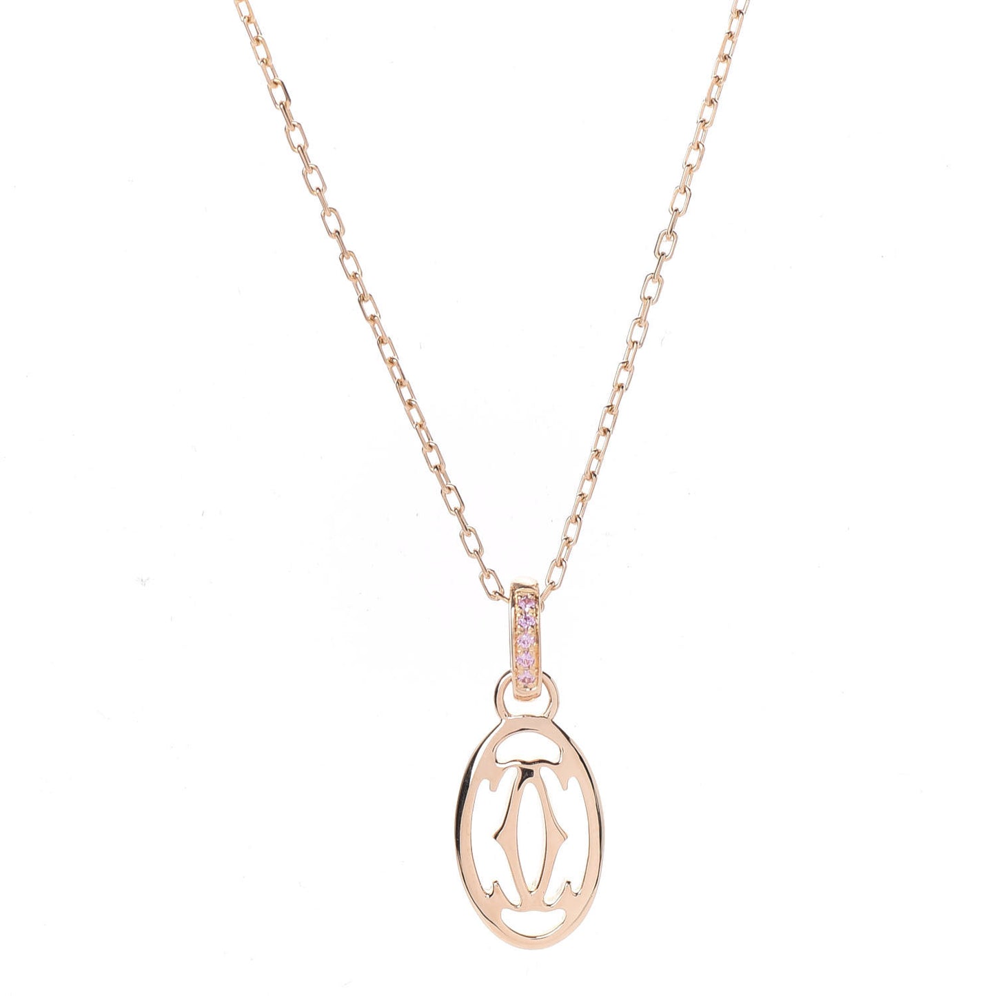 18K Pink Gold Diamond Logo Pendant Necklace