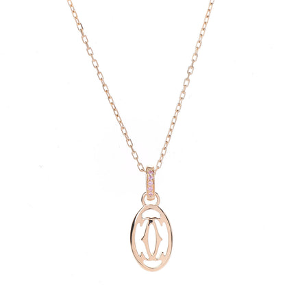 Cartier 18K Pink Gold Diamond Logo Pendant Necklace 4 of 6
