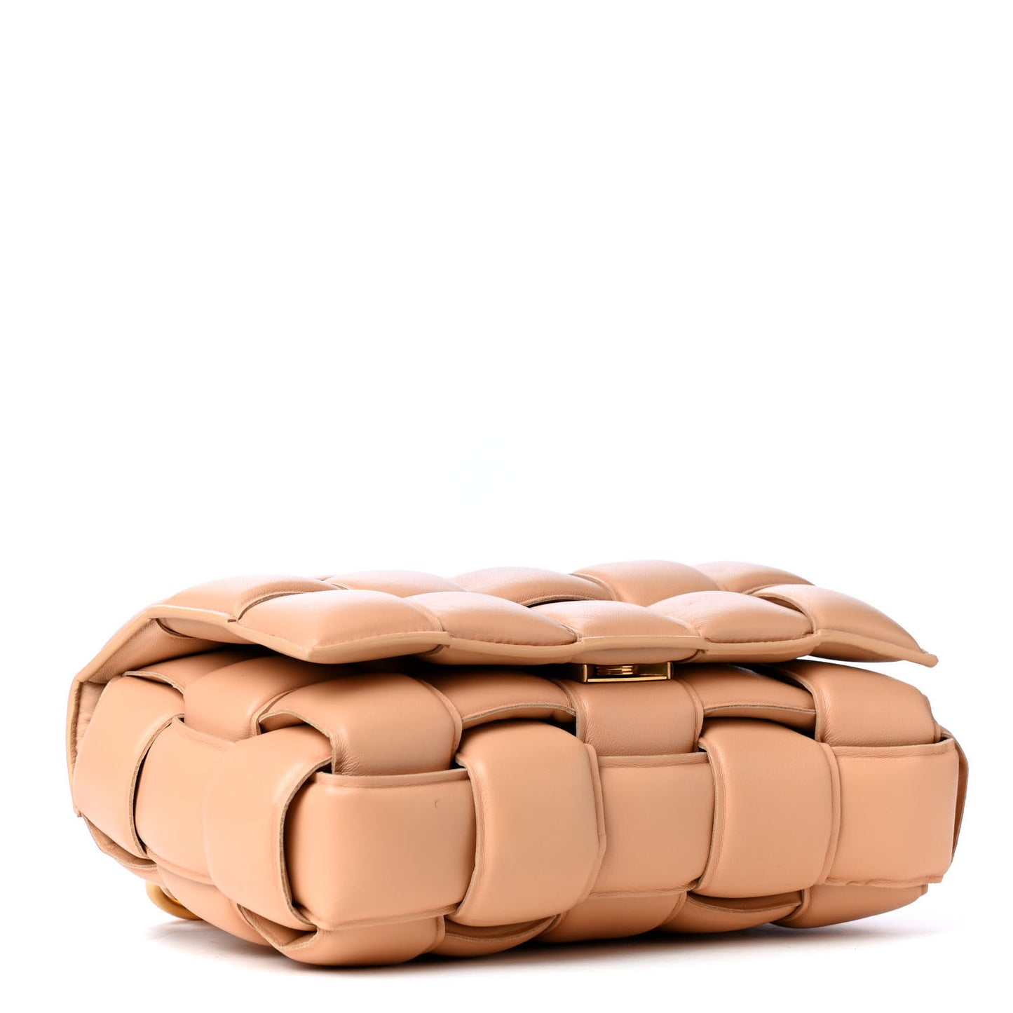 Lambskin Maxi Intreccio Padded Chain Cassette Crossbody Bag Almond